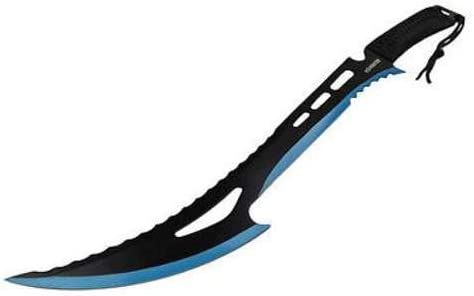 Havoc Blue Hunter Machete With Sheath – One-Piece Stainless Steel Construction, Cord-Wrapped Handle, Two-Toned Finish – Length 23 3/4”