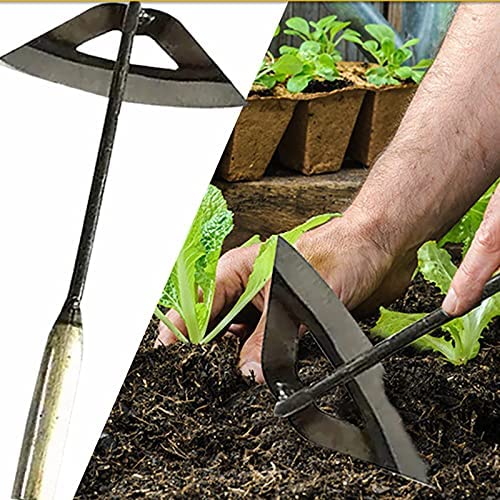 Hollow Hoe for Gardening, wnnyy All-Steel Hardened Hollow Hoe – Durable Edge Tool, Edger Weeder, Hand Shovel Weed Puller Accessories for Backyard Weeding, Loosening, Planting, Black, 6.3×11.81in