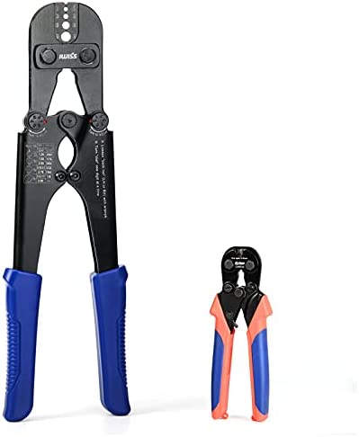 IWISS Wire Rope Crimping Tool for Aluminum Crimping Loop Sleeve, Two Barrel Ferrule, Oval Sleeves, 3/64 in to 1/8 in, Wire Rope Swaging Tool Kit with Wire Rope Cutter