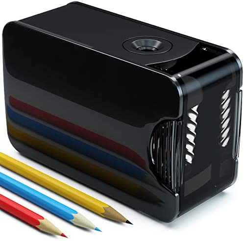 JOINPRO Pencil Sharpeners, Professional Electric Pencil Sharpener, Heavy-Duty Helical Blade; Auto Quick Sharpening; Battery Operated for 6-8mm No.2/Colored Pencils, Kids, Classroom, Office (Black)