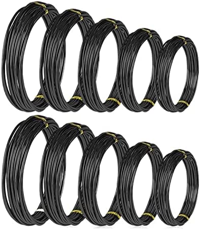 JUSTYINUO 10 Rolls Bonsai Wires Anodized Aluminum Bonsai Training Wire in 5 Sizes – 1.0 Mm, 1.5 Mm, 2.0 Mm, 2.5 Mm, 3.0 Mm Black Wire and Cable (Color : Black)