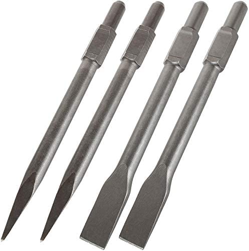 Jack Hammer Drill Bit Set 12 inch Demolition Hammer Drill Flat Tip and Bull Point Chisels for Demolition and Concrete Breaker