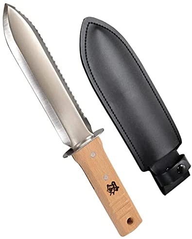 KAKURI Hori Hori Garden Knife with Sheath 12.5 Inch, Stainless Steel Garden Knife, Ultimate Garden Tool for Digging, Planting and Weeding, Silver