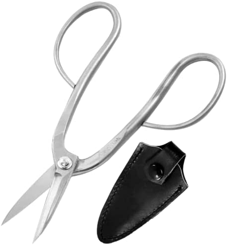 KAKURI Professional Bonsai Scissors Long Handle, 7.8″ (200 mm) Japanese Stainless Steel, Silver, Made in JAPAN