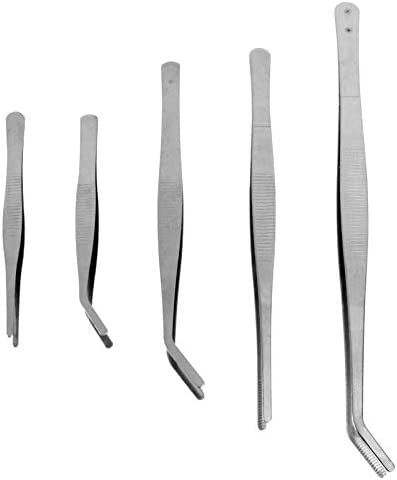 KESYOO 5pcs Stainless Steel Tweezers Succulent Straight and Curved Tweezers Nippers for Garden Kitchen Indoors and Outdoors