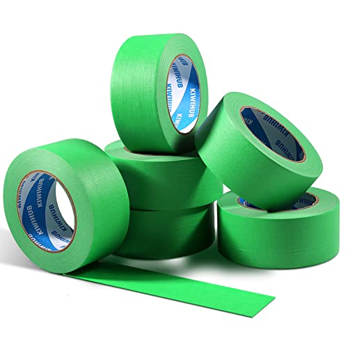 KIWIHUB Green Painters Tape,2 inch x 60 Yards x 6 Rolls (360 Yards Total) – Medium Adhesive Masking Tape for Painting,Labeling,DIY Crafting,Decoration and School Projects