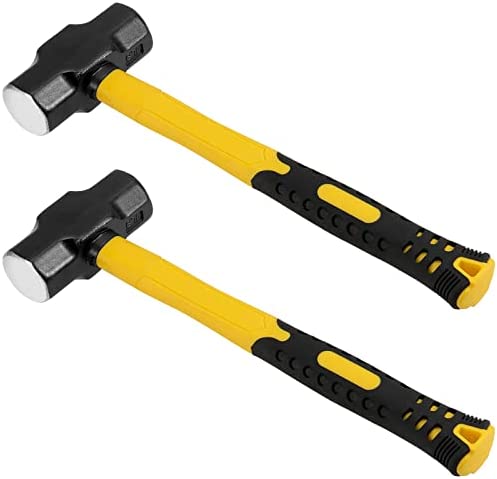 KWANLAAM 2 PCS 14 Inch 3 Lbs Crack Hammers, 3 Pound Drilling Hammer, Club Hammer Sledge With Forged Steel Construction Shock Reduction Grip for Construction, Industrial, Home Use