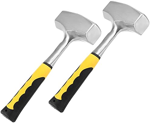KWANLAAM 2 Pack 11 Inch 4 Lbs Yellow Crack Hammers, Drilling Hammer, Anti-Slip Club Hammer Sledge With Forged Steel Construction, Shock Reduction Grip For Home Use, Industrial Use, Car Repair