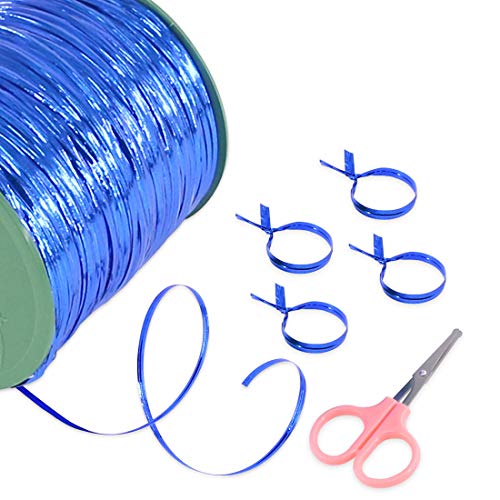 Keadic 350 Yard Metallic Twist Ties with a Mini Scissor, Decorative Ties Perfect for Birthday Party Goodie Bags,Wedding Treat Gift Bags, Bread Candy Bags – Blue
