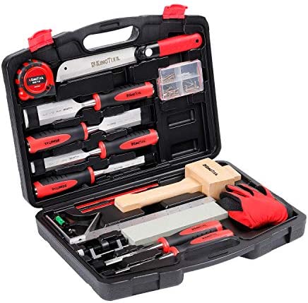KingTool 87 Pc. Advanced Wood Chisel Set with Storage Case Including Superior Chisels | Heat-Treated Cr-V Alloy Blades Premium Chisel Set for Carpentry Craftsman