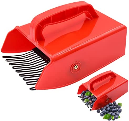 LFSEMINI Berry Picker, Berry Pickers and Rakes with Metallic Comb and Ergonomic Handle for Easier Berry Picking, Blueberry Rake Scoop for Blueberries, Lingonberries and Huckleberries (Red)