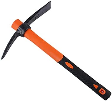 LUBAN Mattock Hoe Pick Axe with Heavy Duty Forged Adze and Ergonomic Non-Slip Handle 15-inch for Loosening Soil, Seeding, Camping or Prospecting Outdoor