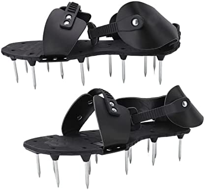 Lawn Aerator Shoes, Manual Heavy Duty Lawn Aerating Sandals with Spikes with Adjustable Buckle Strap, One Size Fits All, Grass Aerator Tools, Conditioner Spike Shoes for Yard Patio Garden Grass Lawn