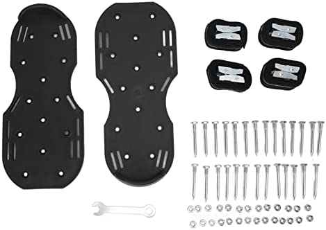Lawn Aerator Shoes Spiked Shoes for Lawn Care Plastic Zinc Alloy Buckles Lawn Spiked Shoes Manual Lawn Aerators Garden Yard Accessories with Adjustable Straps(Black)