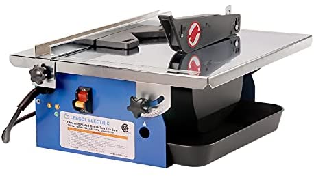 Leegol Electric 7-Inch Bench Wet Tile Saw – Portable Wet Cutting Porcelain Tile Cutter Table Saw with Water System