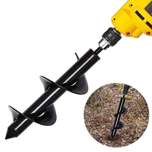 Linkhood Auger Drill Bit 3″x12″, Garden Plant Flower Bulb Auger Rapid Planter Bulb & Bedding Plant Auger for 3/8″ Hex Drive Drill Earth Auger Drill Fence Post Umbrella Hole Digger(3×12 in/8 x30 cm)