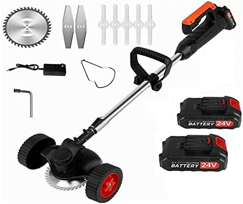 Llithium Battery Manual Lawn Edger, 800W Push Type Mower with Two Wheels,Grass Cutter Hand Tool for Outdoor Repairing Lawns, Gardens, Estates