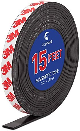 Magnetic Tape, 15 Feet Magnet Tape Roll (1/2” Wide x 15 ft Long), with 3M Strong Adhesive Backing. Perfect for DIY, Art Projects, whiteboards & Fridge Organization