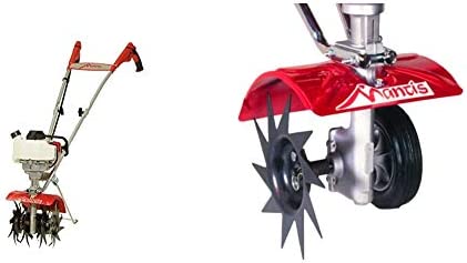 Mantis 7940 4-Cycle Gas Powered Cultivator, red & 3222 7000 Series Tiller Border Edger Attachment