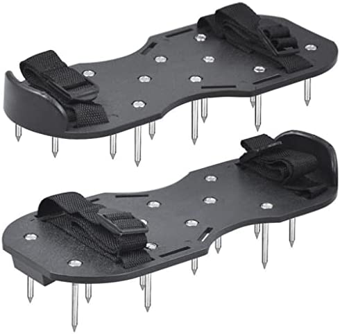 Manual Lawn Aerator Shoes,Ground Spikes Shoes,Aluminum Soleplate with Stainless Steel Spikes,All Straps Assembled with Rivets, Adjustable Spiked Shoes, One-Size-Fits-All (Green)