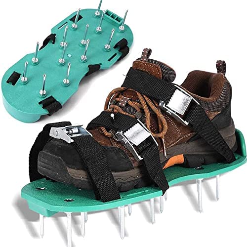 Metal Lawn Aerator Shoes, Adjustable Straps Yard Aerator, Heavy Duty Metal Buckles One Size Fits All