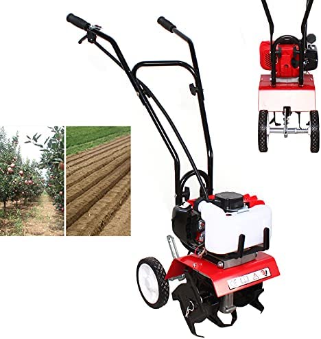 Mini Tiller Cultivator, Rototiller Gas Powered Cultivator Yard 52CC 2-Cycle Viper Engine