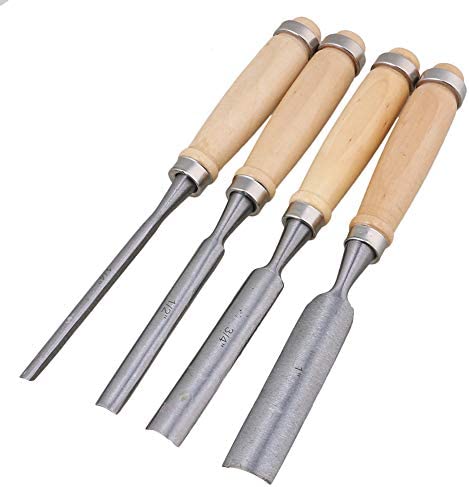 Mxfans Semicircle Wood Chisel Woodworking Carving Chisel Inner Edge Woodworking Gouge for Carpenter Wood Carving Hand Chisel Tool Pack of 4