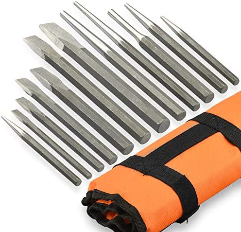 NEIKO 02623A Cold Chisel and Punch Set | 12 Piece | Cr-V Steel | Remove Pins and Bushings | Cut or Split Steel Objects