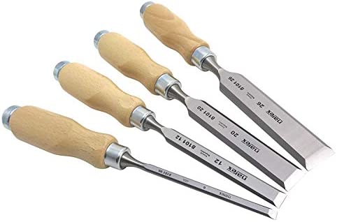 Narex (Made in Czech Republic) 4 pc set 6mm (1/4″), 12 (1/2″), 20 (3/4″) , 26 (1 1/16″) mm Woodworking Chisels 863010