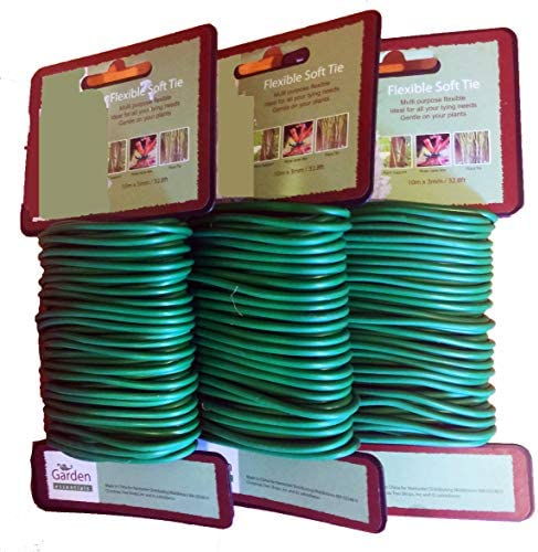 New BERT’S GARDEN Green Soft Wire for The Garden, Rubber Coated Twist Tie for Plant Support for Vines, Stems and Stalks 32.8 Foot Each (3)