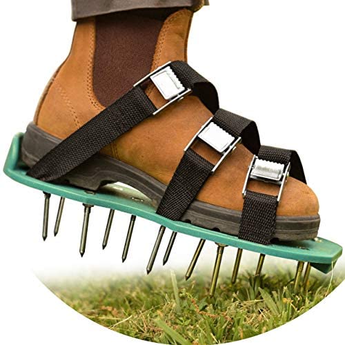 NiG Tools Healthy and Reviving Lawn Treatment | All-in-1 Aerator Shoes | Heavy Duty Spiked Shoes, 2″ Long Steel Nails, 3 Adjustable Durable Straps with Metal Buckles | 2 Extra Spikes and Small Wrench