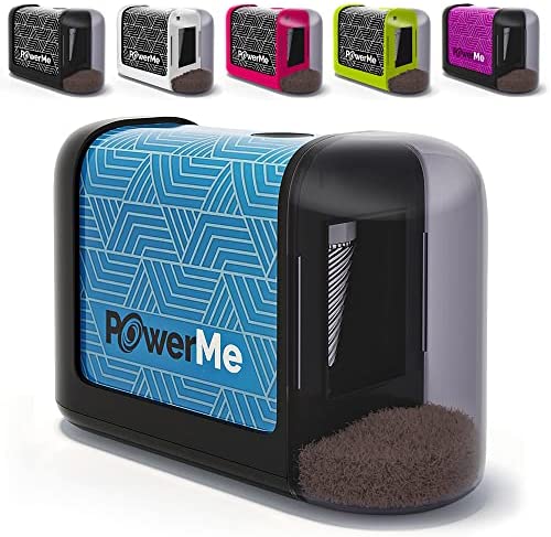 POWERME Electric Pencil Sharpener – Pencil Sharpener Battery Powered for Kids, School, Home, Office, Classroom, Artists – Battery Operated Pencil Sharpener For Colored Pencils, Ideal For No. 2 (Blue)