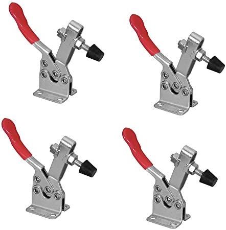 POWERTEC 20327 Quick Release Horizontal Toggle Clamp 201B – 300 lb Holding Capacity w Rubber Pressure Tip, 4PK