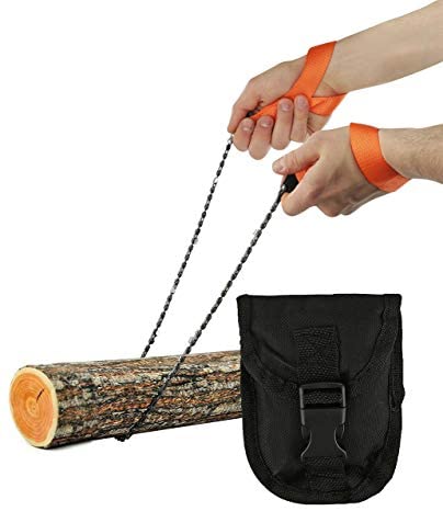 Pocket Chainsaw – Razor Sharp Self Cleaning 25.5 In Portable Hand Saw Survival Gear with Black Holster for Camping, Hunting, Hiking | Pocket-sized 25.5” Emergency Wilderness Survival Chain Saw