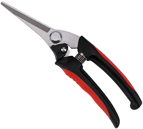 Poeland Gardening Pruning Shear, Trimming Scissors – Straight Tip – Stainless Steel Blades with Spring-Loaded Comfort Grip Handles…