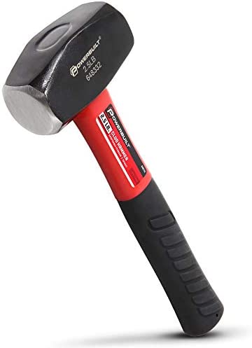 Powerbuilt 2-1/2 Pound Club Hammer with Fiberglass Handle, Non-Slip Rubber Handle, Heavy Duty Construction DIY Hand Tool, Black 648332
