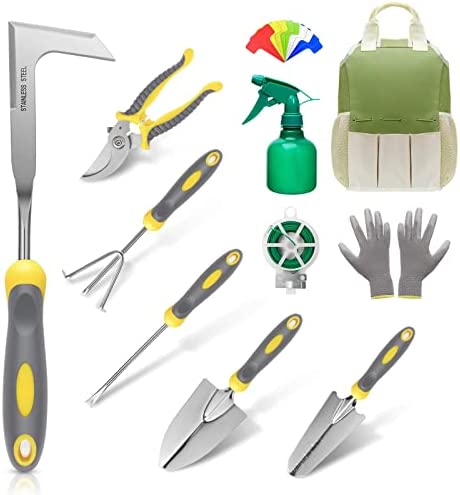 Premium Garden Tools Set，20Pcs Premium Stainless Steel Gardening Tools Set with Storage Bag，Heavy Duty Outdoor Gardening Hand Tools Kit，Fathers Day Gardening Gifts for Dad