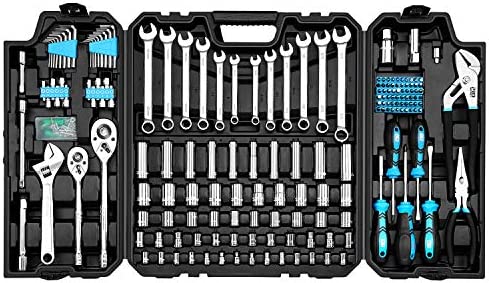 Prostormer 228-Piece Mechanics Tool Set, General Purpose Mixed Sockets and Wrenches Auto Repair Tool Kit with Plastic Storage Case