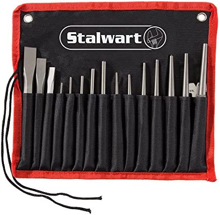Punch And Chisel Set, 16 Pieces- Includes Taper Punches, Cold Chisels, Pin Punches, Center Punches, Chisel Gauge, and Storage Case- By Stalwart