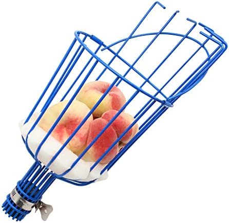SANLIKE 1 Pack Fruit Picker Harvest Basket Head, Fruit Harvester Attachment for Harvesting Fruit, Twist-On Fruit Picker Basket with Cushion to Prevent Bruising (Blue)