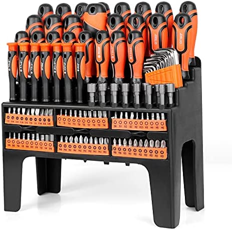 SEDY 122-Piece Magnetic Screwdriver Set with Plastic Racking, Best Screwdriver Set Drive Magnetic Bit Holding Screwdriver Handle & Hex Key, for Home Repair, Improvement