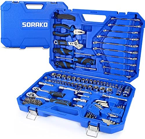 SORAKO 110 Piece Tool Set Home Hand Tool Kit with Storage Case, Auto Repair Tool Set for Garage Household Office Workplace & Workshop