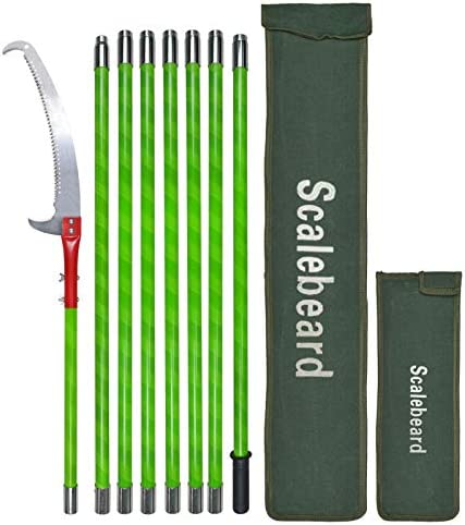 Scalebeard 26 Foot Tree Trimmer Pole Manual Pruner Cutter Set Extension Cut Tree Branch Garden Tools Loppers Hand Pole Saws(B)