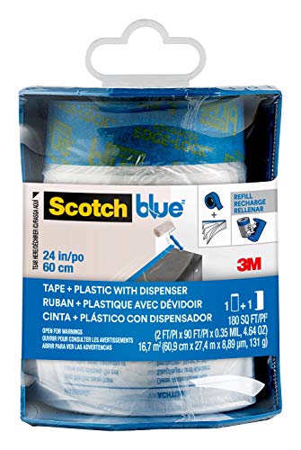 ScotchBlue Pre-taped Painter’s Plastic, Unfolds to 24 inches by 30 yards, PTD2093El-24-S