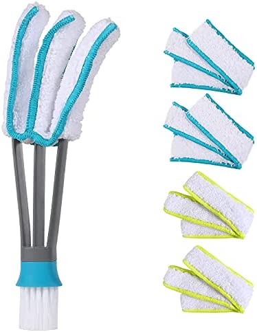SetSail Blind Duster, Window Blind Cleaner Duster Brush with 4 Microfiber Sleeves Blind Cleaning Tools for Vertical Blinds Air Conditioner Jalousie Dust Ceiling Fans Car Vents Jalousie Dust Collector…