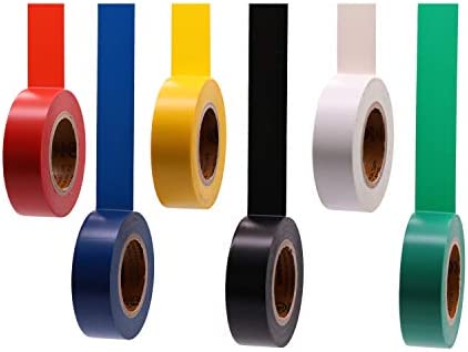 SoundOriginal Electrical Tape Colors 6 Pack 3/4-Inch by 30 Feet, Voltage Level 600V Dustproof, Adhesive for General Home Vehicle Auto Car Power Circuit Wiring Multicolor(30Ft MUL)