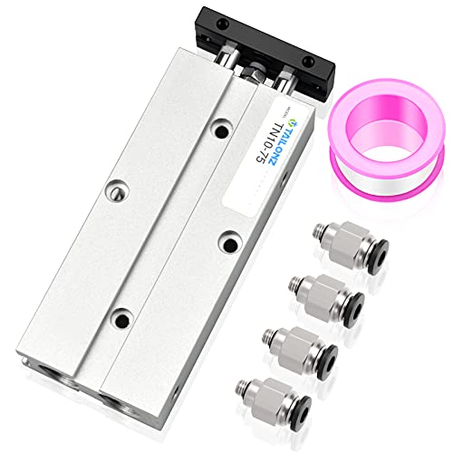 TAILONZ PNEUMATIC 10mm Bore 75mm Stroke Double-Rod Double-Acting Aluminum Pneumatic Air Cylinder TN10-75
