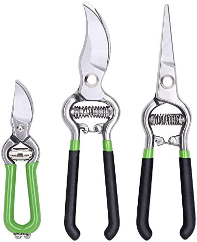 TOPLINE 3-PC Garden Shears Set, Included 8″, 5.5″ Bypass Pruning Shears, 8″ Garden Hand Pruner with Straight Drop Forged Steel, Garden Scissors with Safty Lock