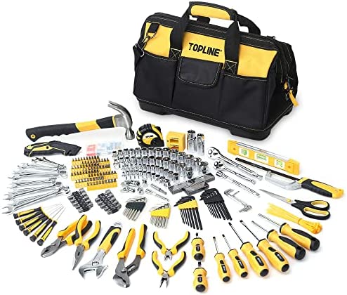 TOPLINE 467-Piece Household Home Tool Sets for Mechanics, Heavy Duty Home Tool Kit for Men with 16-Inch Tool Bag, Tool Sets for Men, Tool Kits for Home General Maintenance, Basic Applications