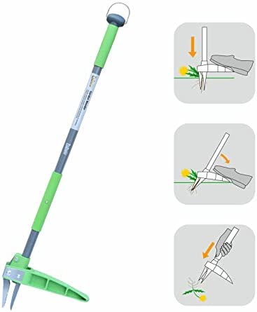 ToZoja Weed Puller, Stand Up Weed Puller, 40″ Long Handle Stainless Steel 3-Claws Manual Weeder Remover with Comfort Foam Grip, Weed Removal Tool Without Bending – Garden Hand Tools Gift